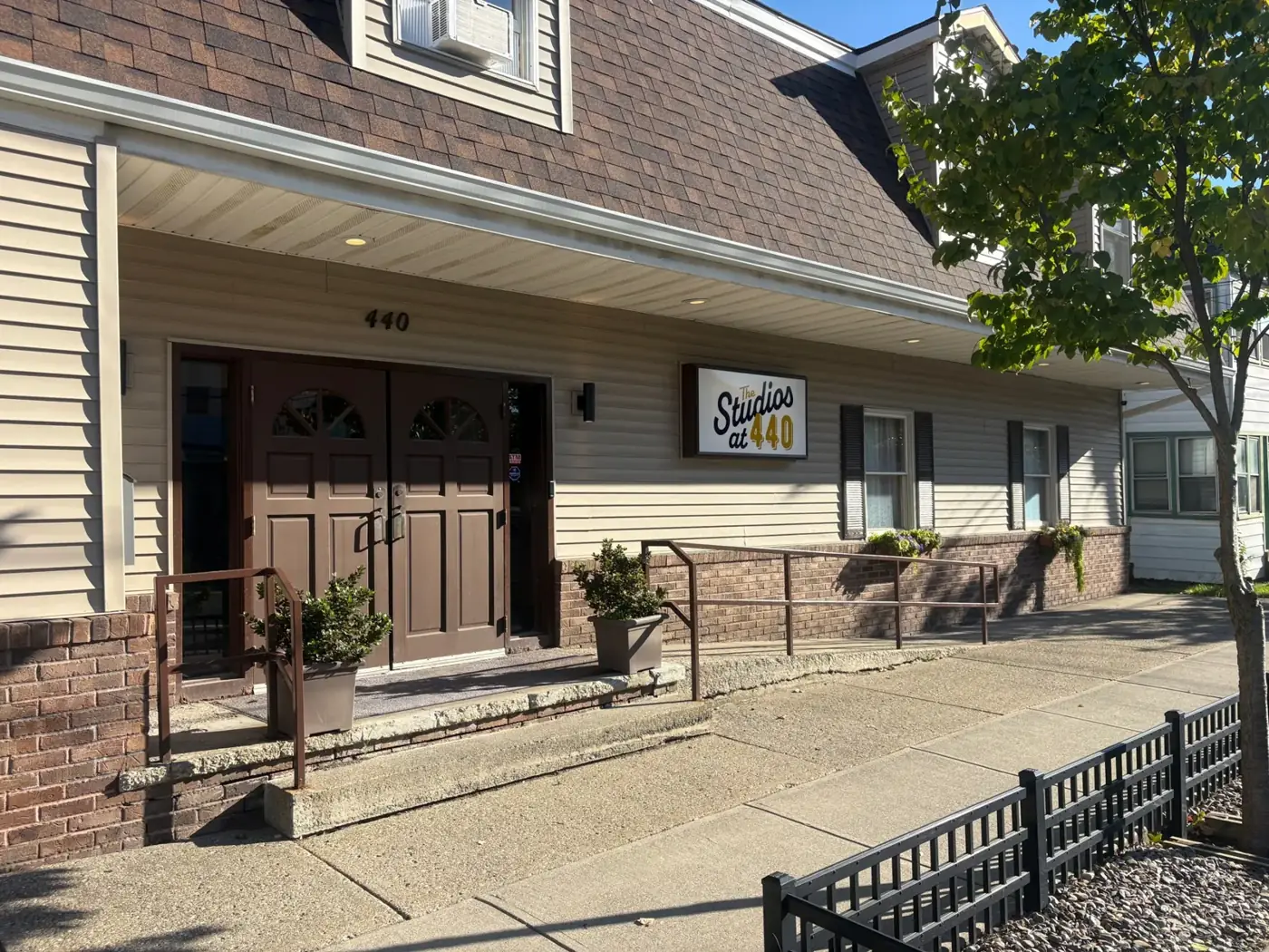 Front of The Studios at 440 with its sign, 440 3rd Avenue, Watervliet NY